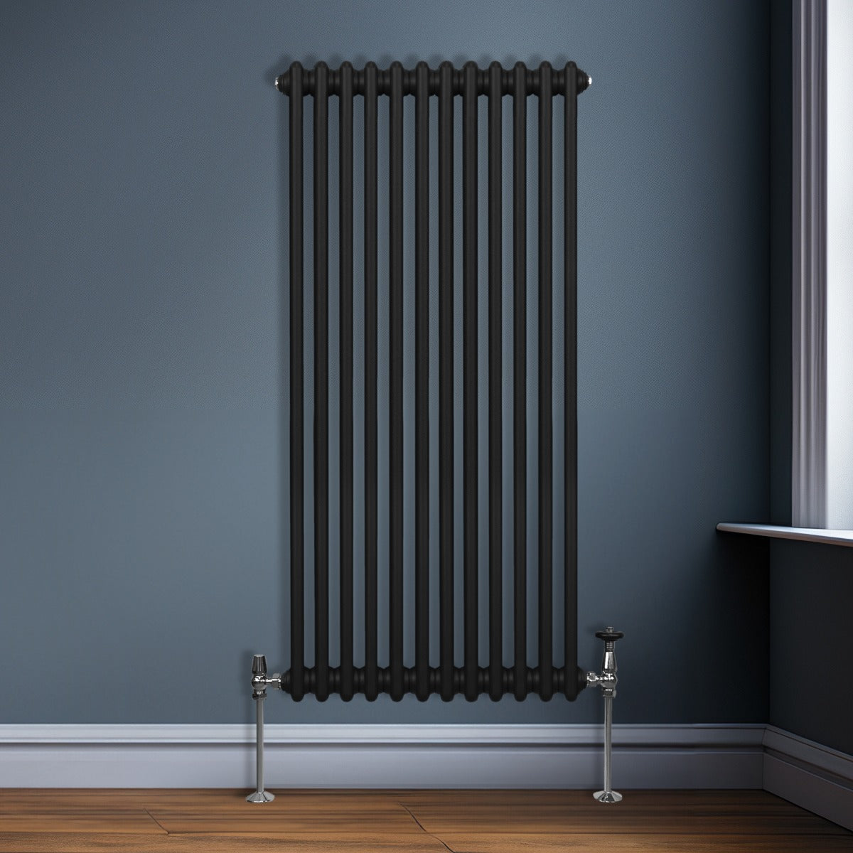 Traditional 2 Column Radiator - 1500 x 562mm - Black - Used - Acceptable