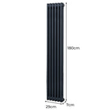 Traditional 2 Column Radiator - 1800 x 292mm - Anthracite Grey - Used - Good
