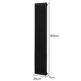 Traditional 2 Column Radiator - 1800 x 292mm - Black - Used - Good