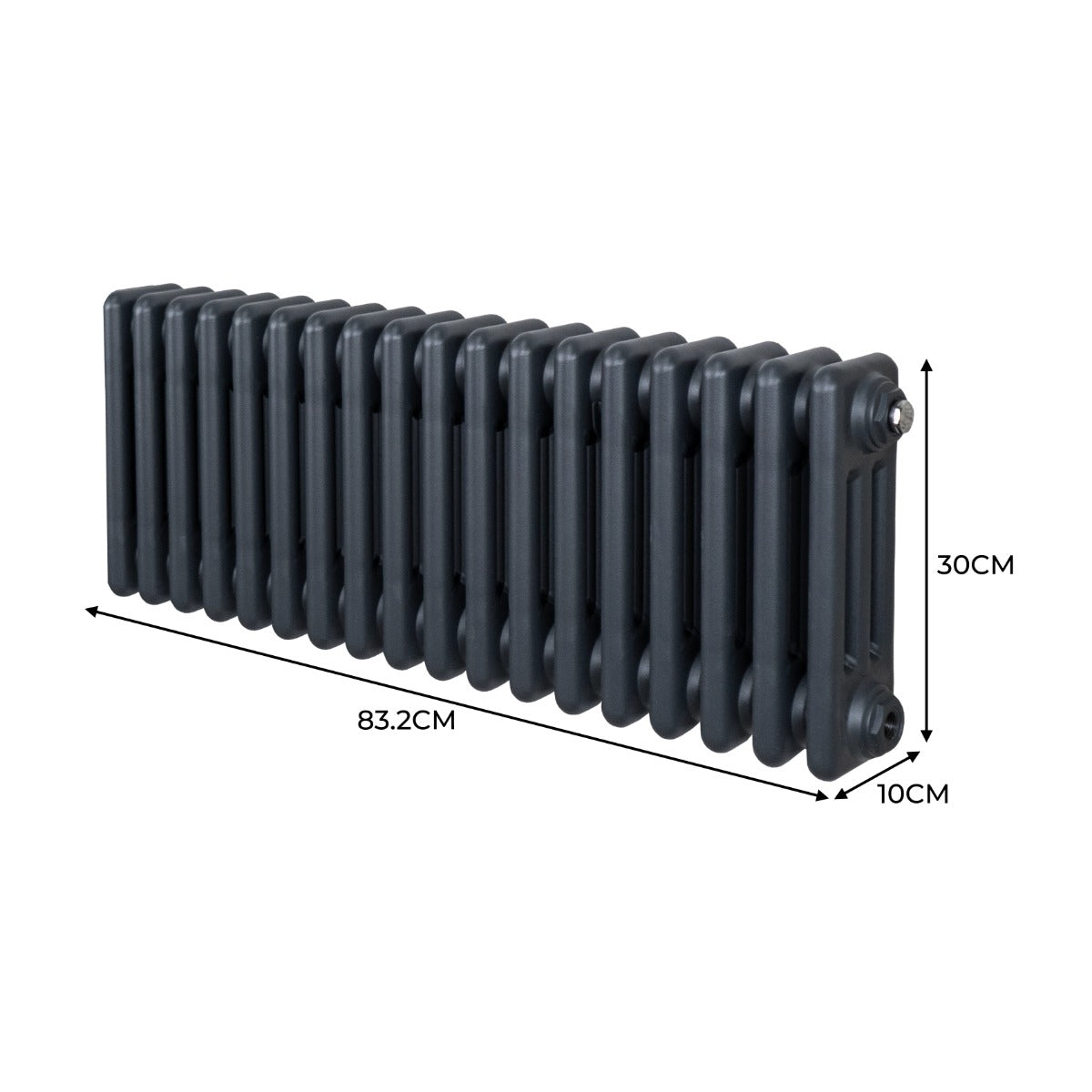Traditional 3 Column Radiator - 300 x 832mm - Anthracite Grey - Used - Very Good