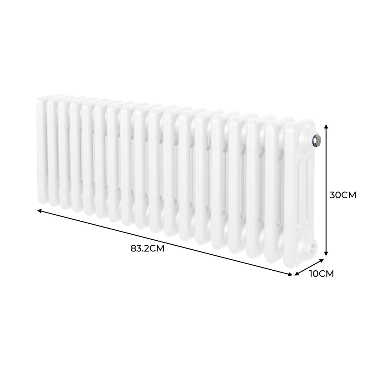 Traditional 3 Column Radiator - 300 x 832mm - White - Used - Acceptable