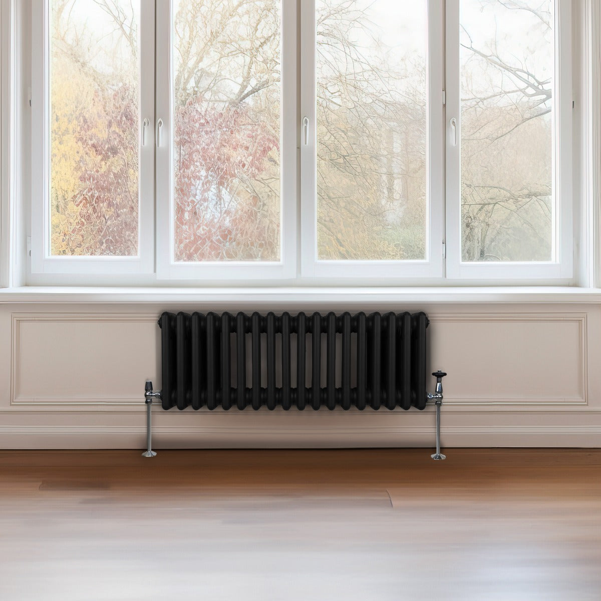 Traditional 3 Column Radiator - 300 x 832mm - Black - Used - Good