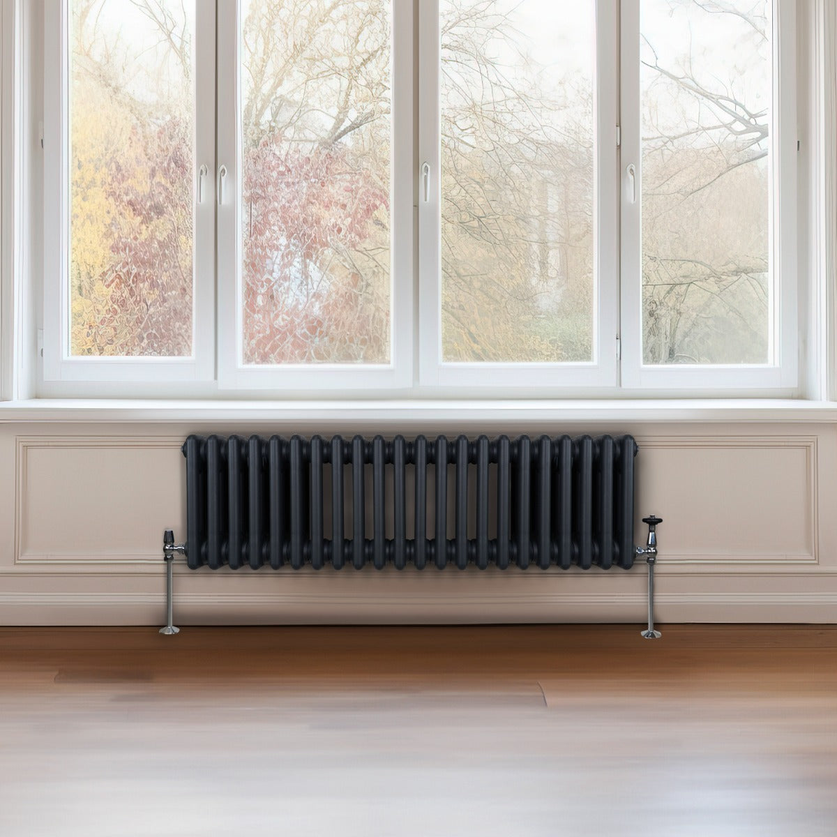 Traditional 3 Column Radiator - 300 x 1012mm - Anthracite Grey - Used - Very Good