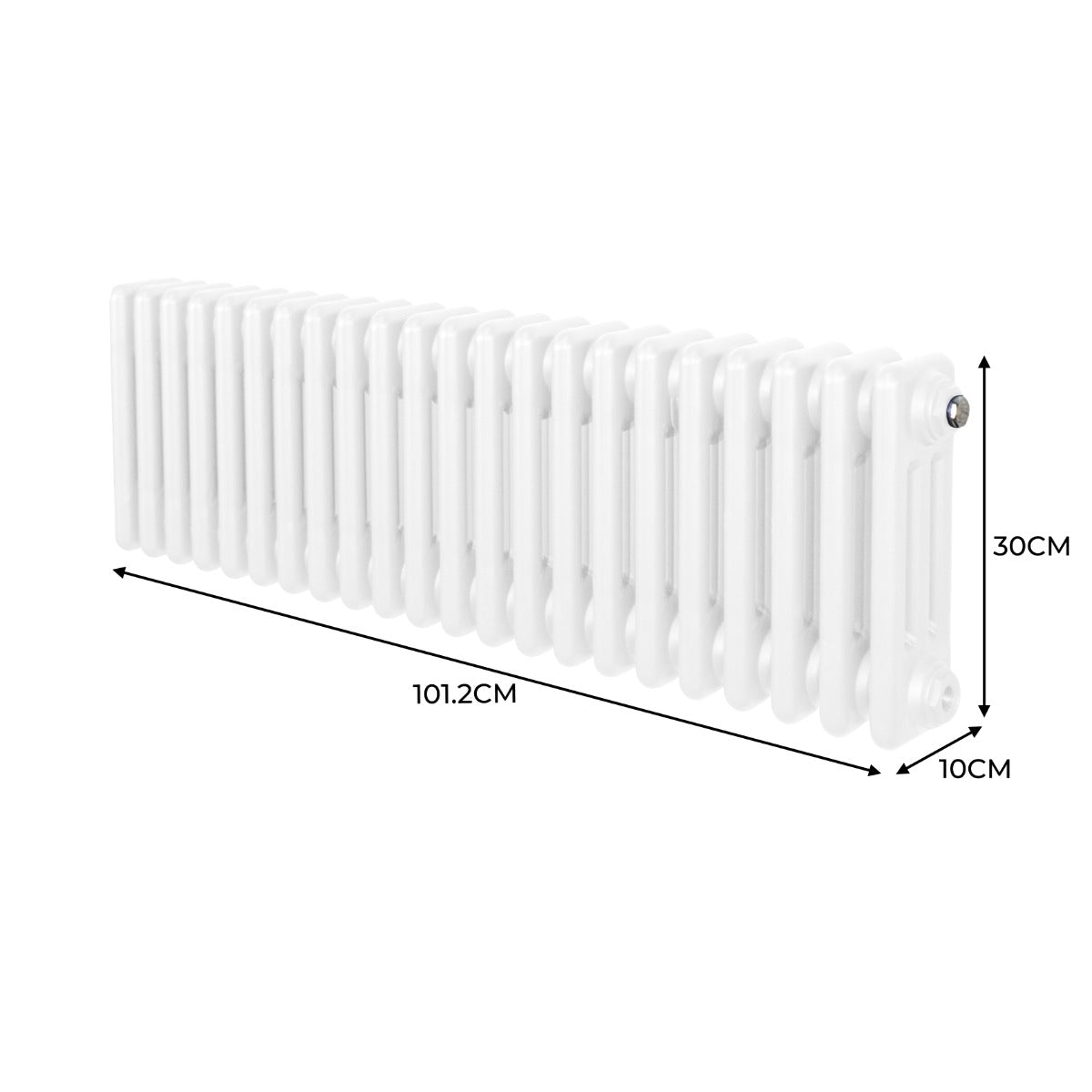 Traditional 3 Column Radiator - 300 x 1012mm - White - Used - Acceptable