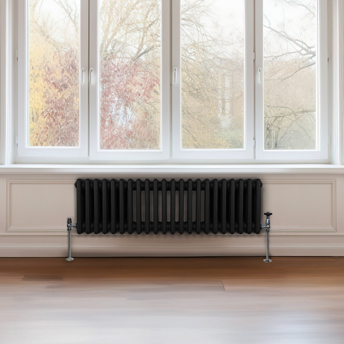 Traditional 3 Column Radiator - 300 x 1012mm - Black - Used - Very Good