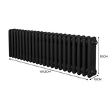 Traditional 3 Column Radiator - 300 x 1012mm - Black - Used - Very Good