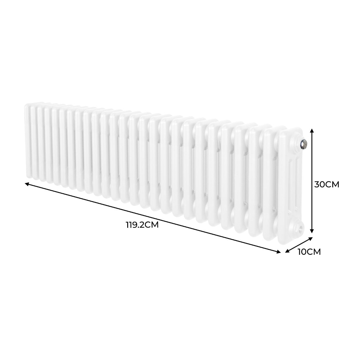 Traditional 3 Column Radiator - 300 x 1192mm - White - Used - Very Good