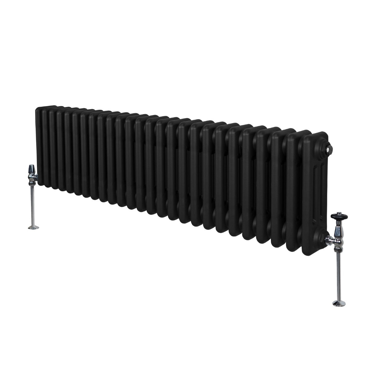 Traditional 3 Column Radiator - 300 x 1192mm - Black - Used - Very Good