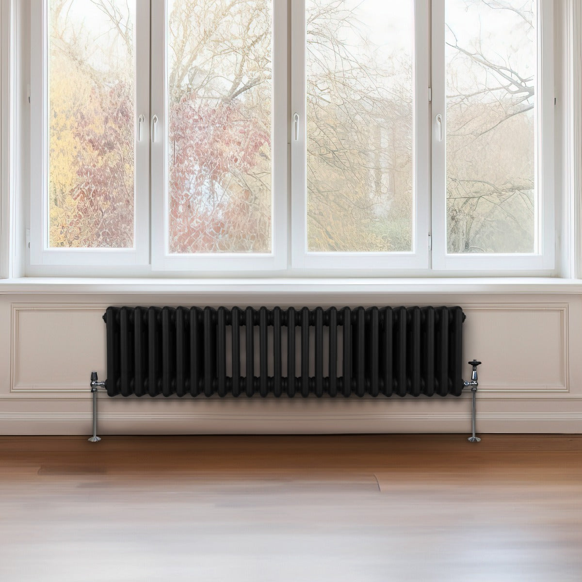 Traditional 3 Column Radiator - 300 x 1192mm - Black - Used - Acceptable