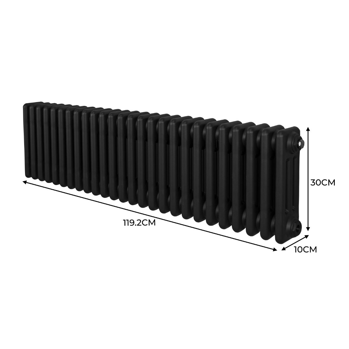 Traditional 3 Column Radiator - 300 x 1192mm - Black - Used - Very Good