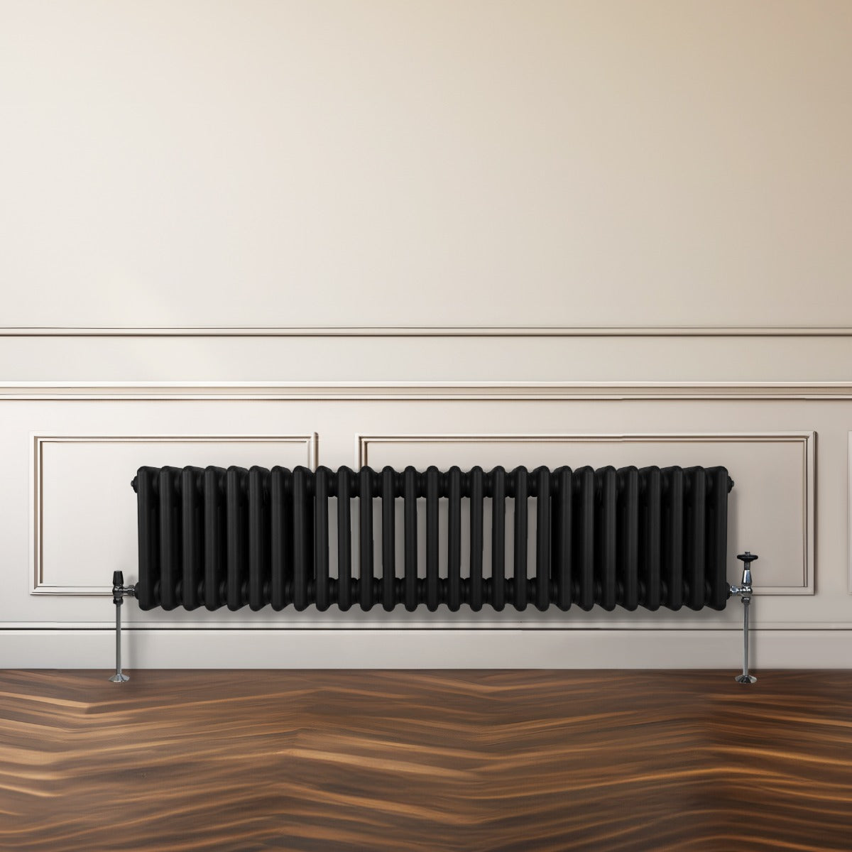 Traditional 3 Column Radiator - 300 x 1192mm - Black - Used - Very Good