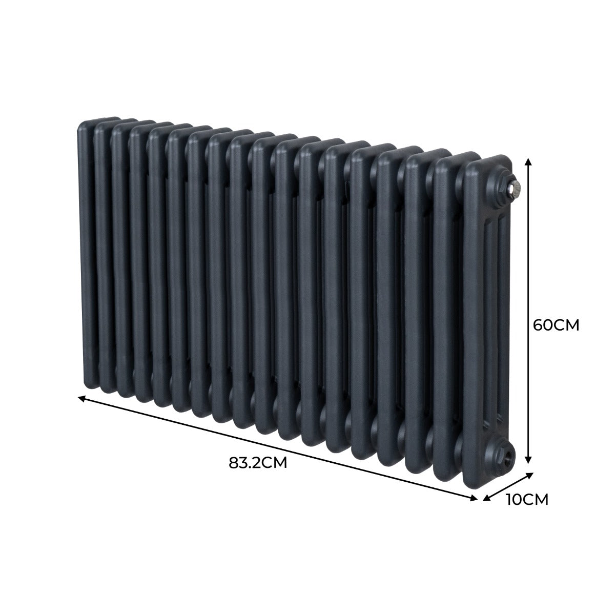 Traditional 3 Column Radiator - 600 x 832mm - Anthracite Grey - Used - Very Good