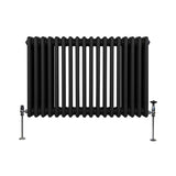 Traditional 3 Column Radiator - 600 x 832mm - Black - Used - Acceptable