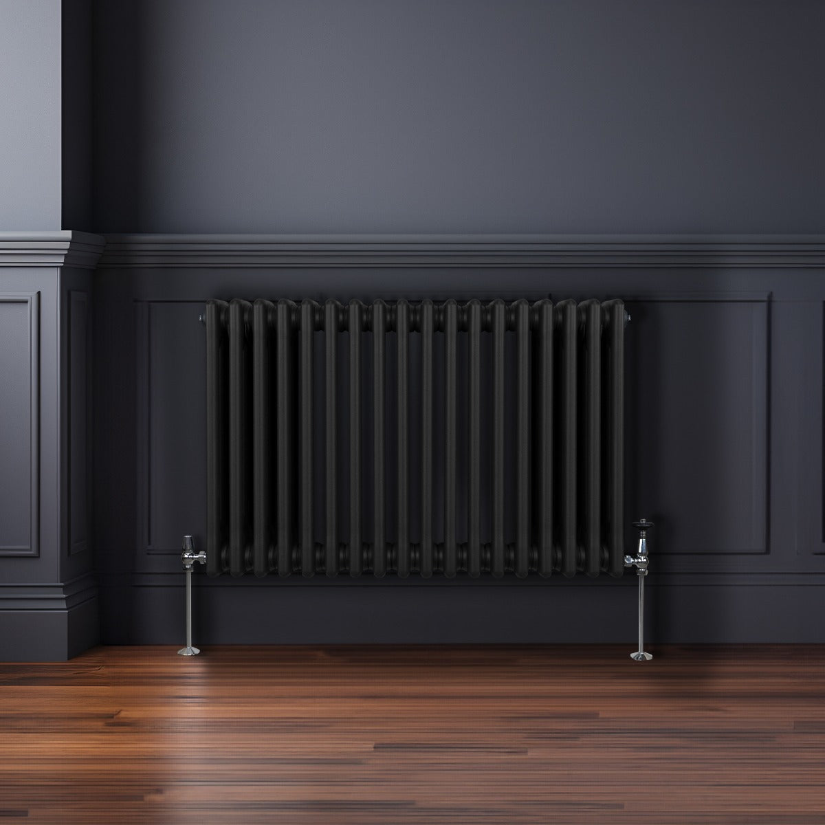 Traditional 3 Column Radiator - 600 x 832mm - Black - Used - Good