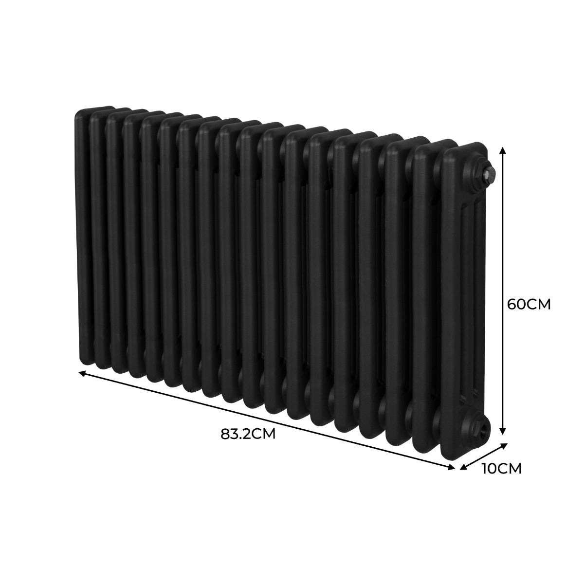 Traditional 3 Column Radiator - 600 x 832mm - Black - Used - Good