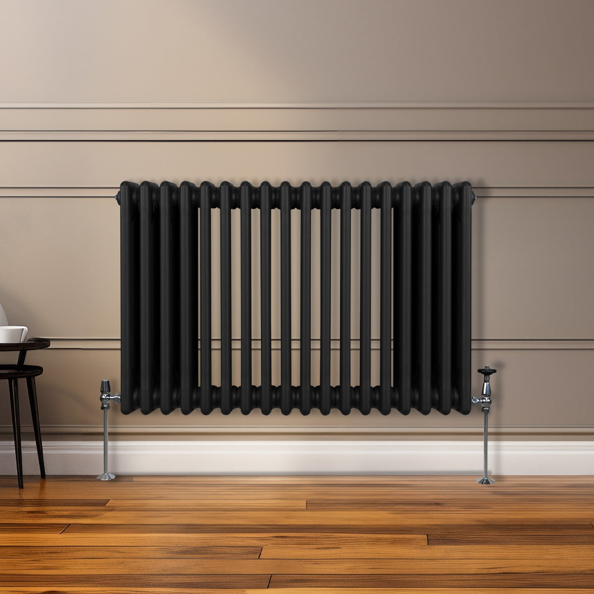 Traditional 3 Column Radiator - 600 x 832mm - Black - Used - Acceptable