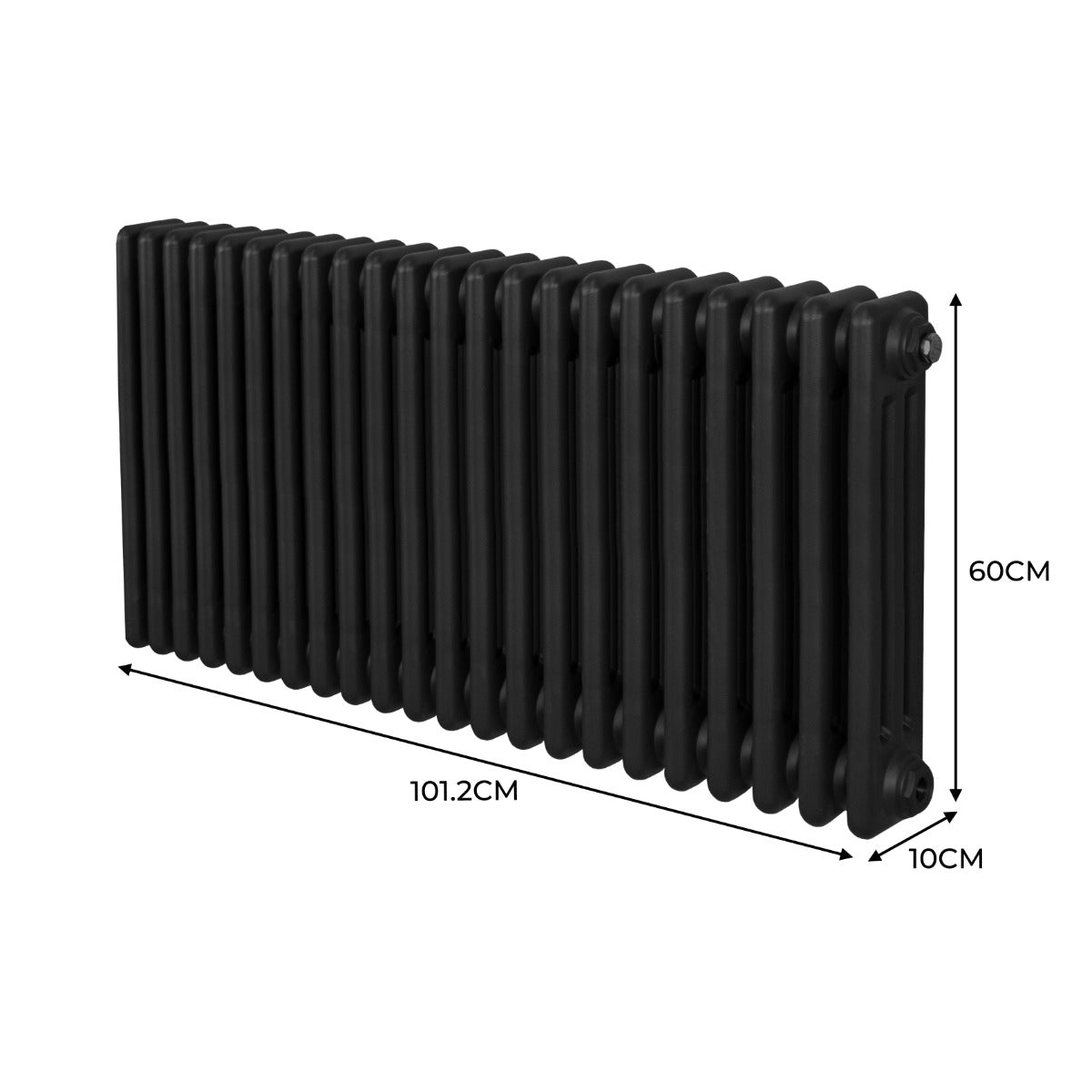 Traditional 3 Column Radiator - 600 x 1012mm - Black - Used - Very Good
