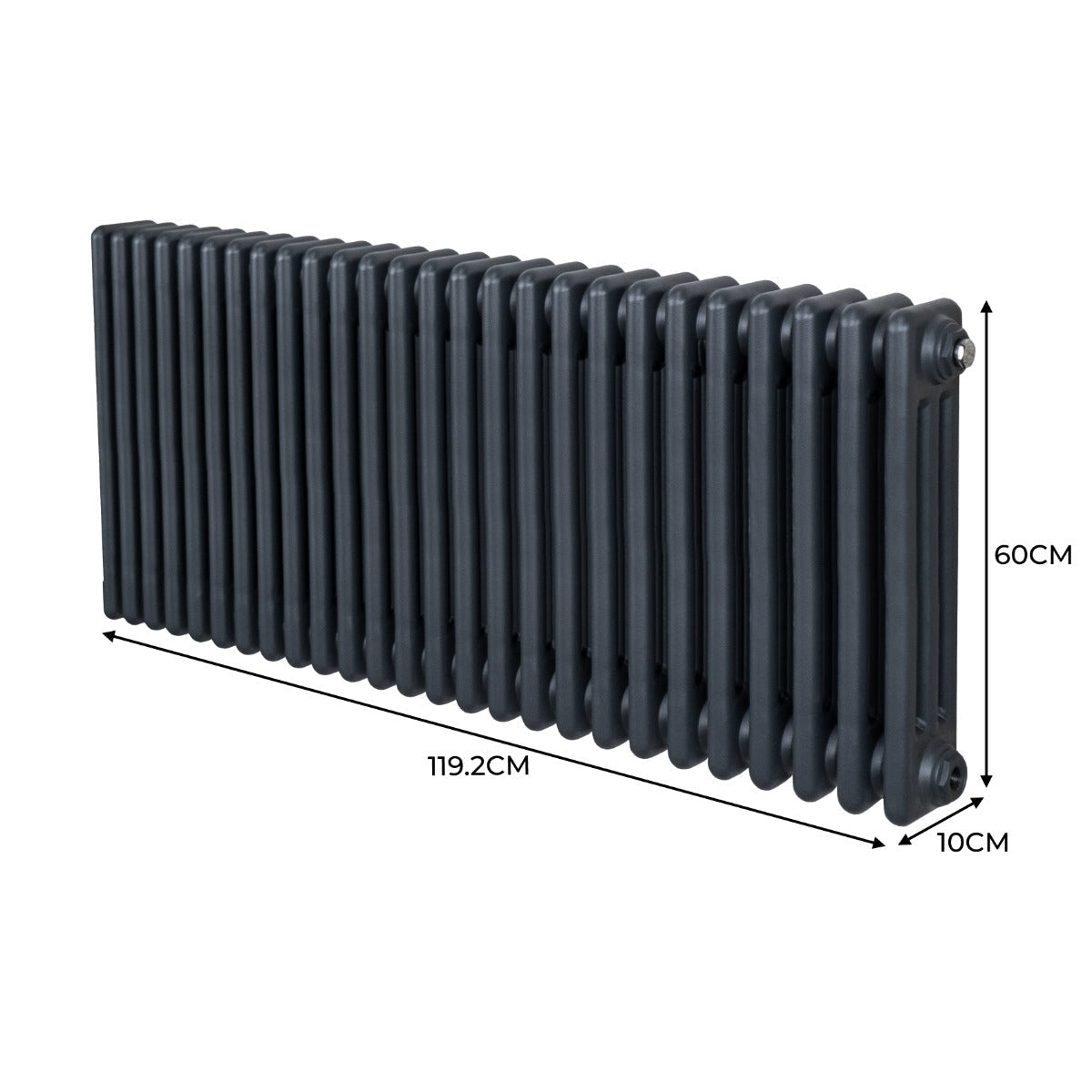 Traditional 3 Column Radiator - 600 x 1192mm - Anthracite Grey - Used - Good