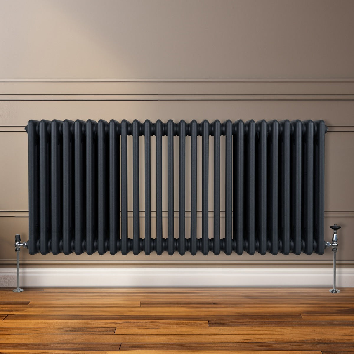 Traditional 3 Column Radiator - 600 x 1192mm - Anthracite Grey - Used - Good