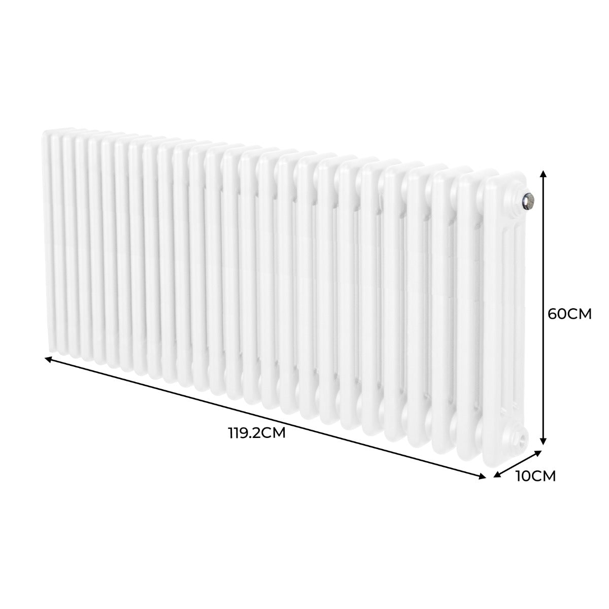 Traditional 3 Column Radiator - 600 x 1192mm - White - Used - Good