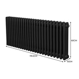 Traditional 3 Column Radiator - 600 x 1192mm - Black - Used - Very Good