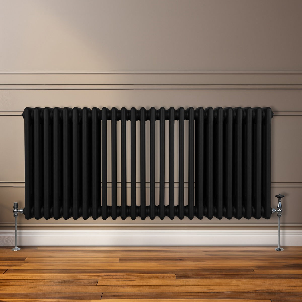 Traditional 3 Column Radiator - 600 x 1192mm - Black - Used - Good