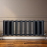 Traditional 3 Column Radiator - 600 x 1462mm - Anthracite Grey - Used - Good