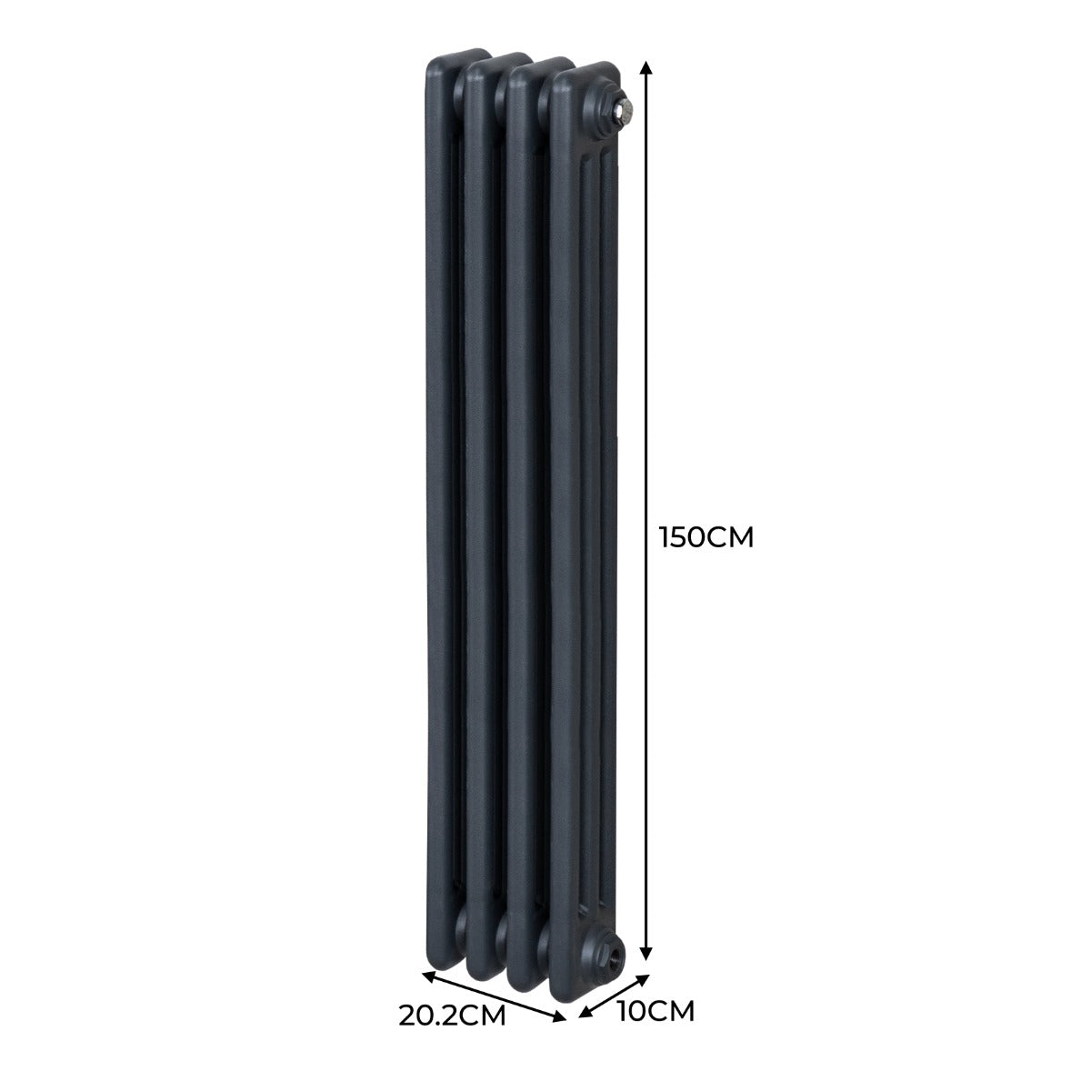 Traditional 3 Column Radiator - 1500 x 202mm - Anthracite Grey - Used - Good