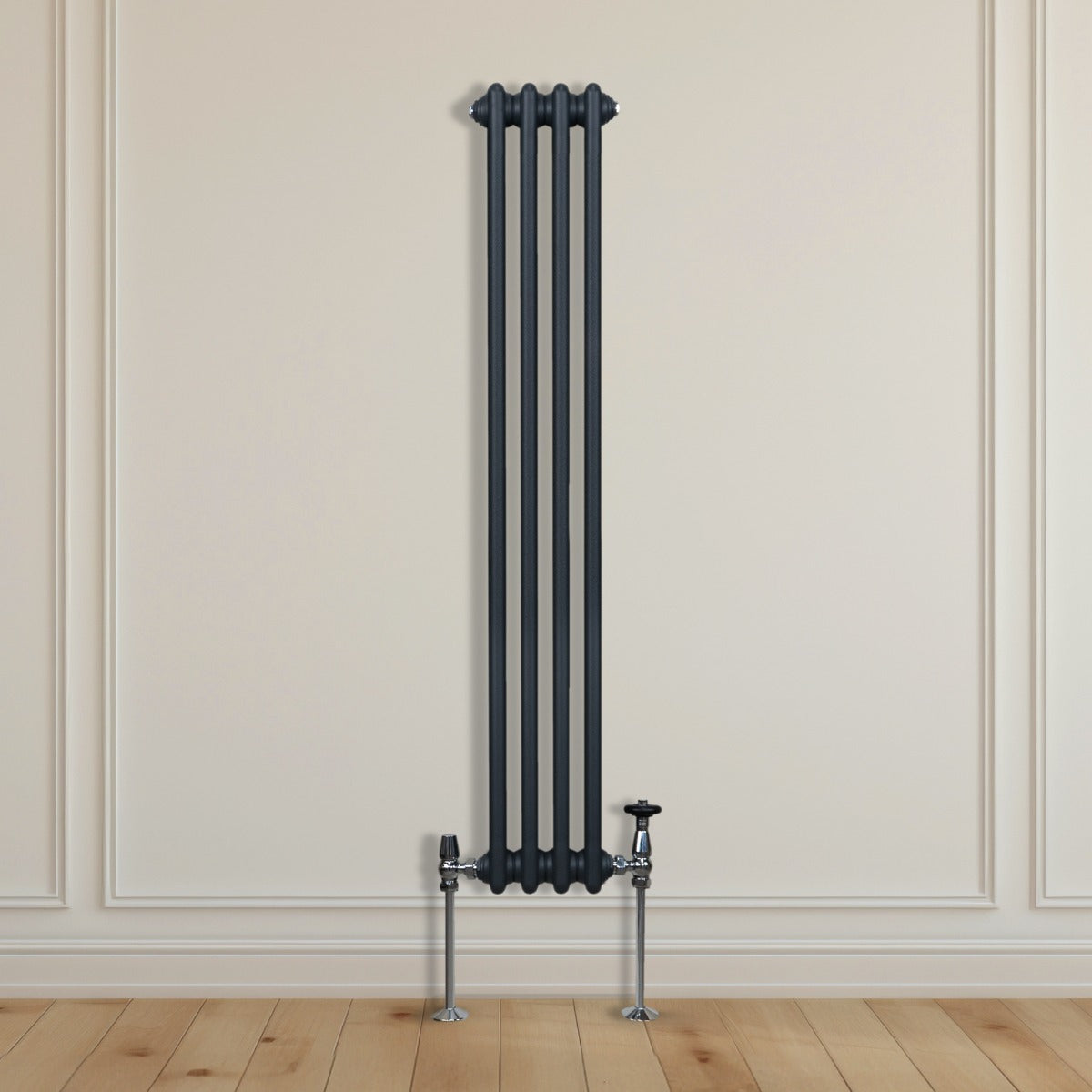Traditional 3 Column Radiator - 1500 x 202mm - Anthracite Grey - Used - Very Good