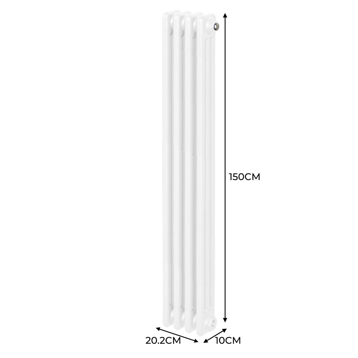 Traditional 3 Column Radiator - 1500 x 202mm - White - Used - Acceptable
