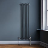 Traditional 3 Column Radiator - 1500 x 292mm - Anthracite Grey - Used - Good