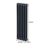 Traditional 3 Column Radiator - 1500 x 292mm - Anthracite Grey - Used - Good