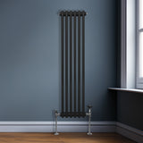 Traditional 3 Column Radiator - 1500 x 292mm - Black - Used - Good