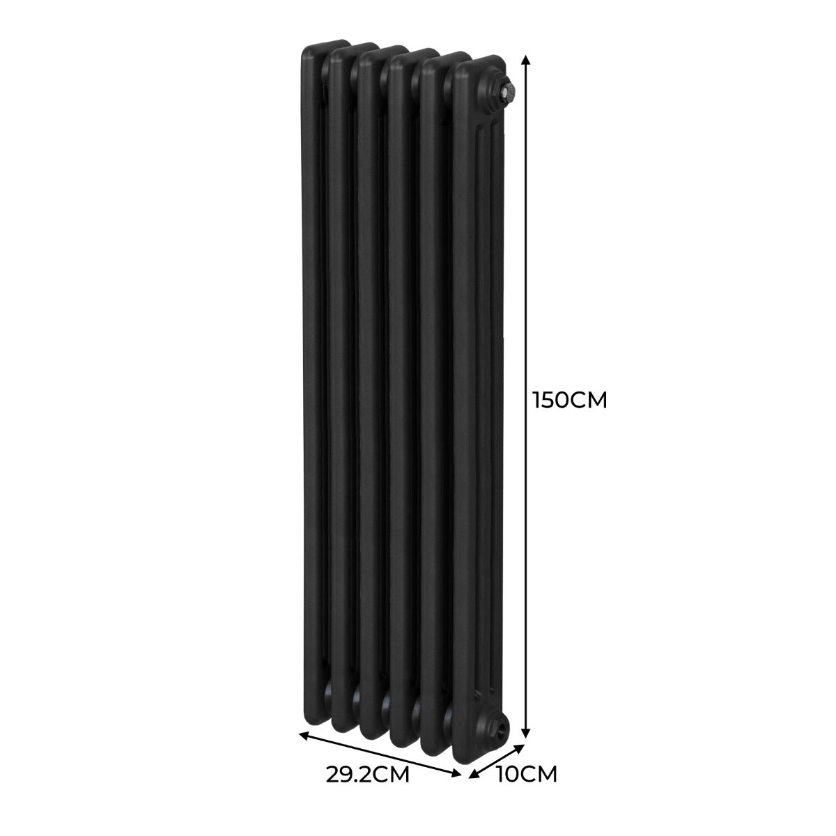 Traditional 3 Column Radiator - 1500 x 292mm - Black - Used - Good