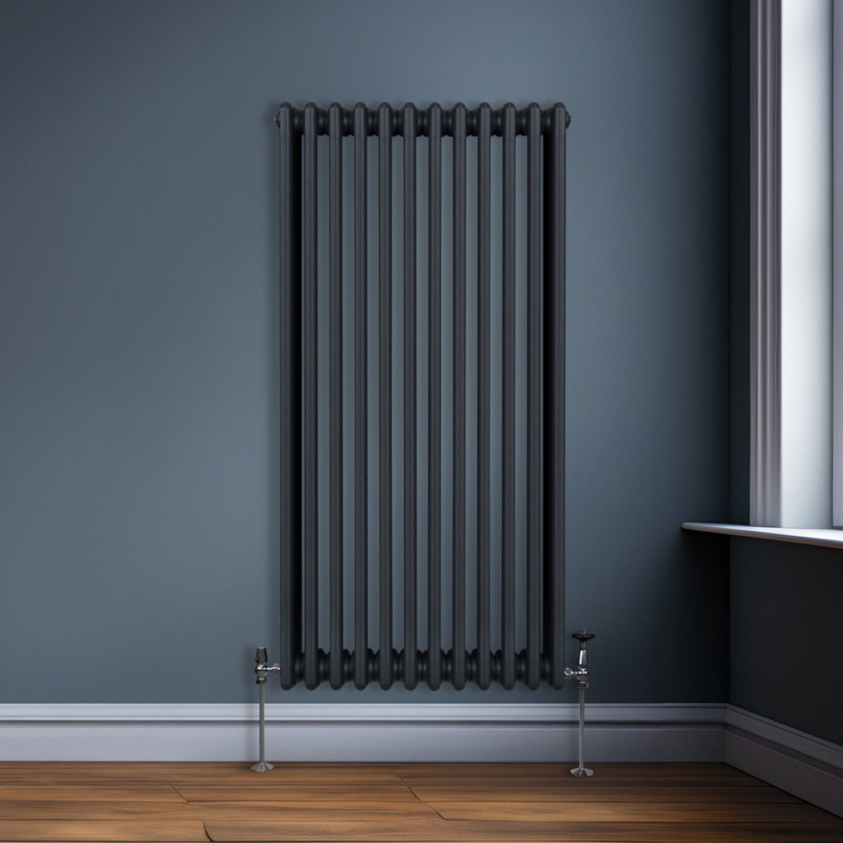 Traditional 3 Column Radiator - 1500 x 562mm - Anthracite Grey - Used - Good