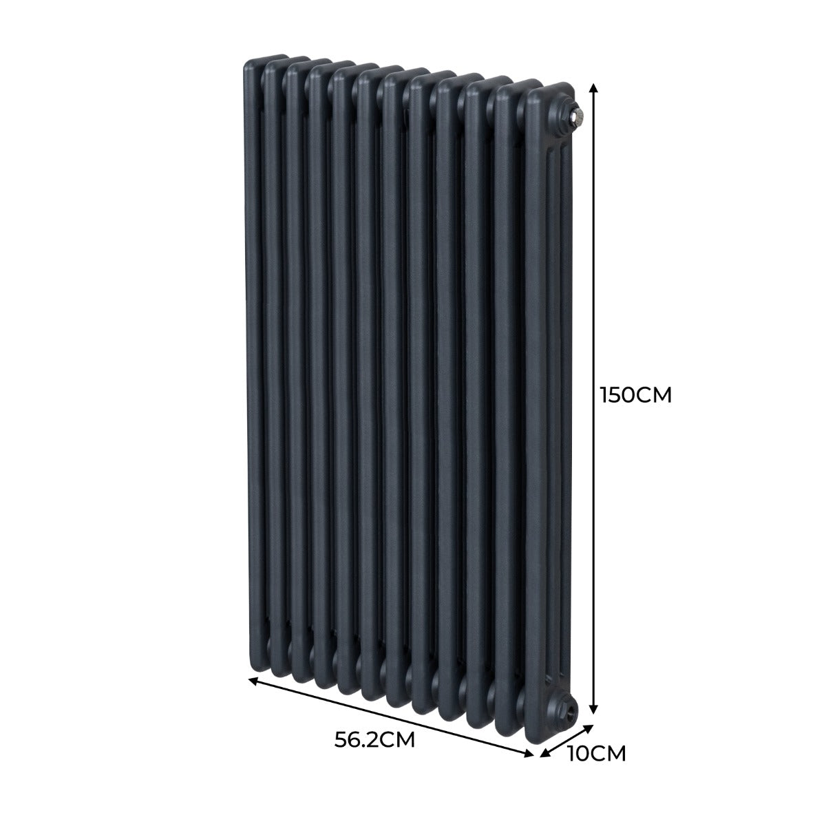 Traditional 3 Column Radiator - 1500 x 562mm - Anthracite Grey - Used - Good