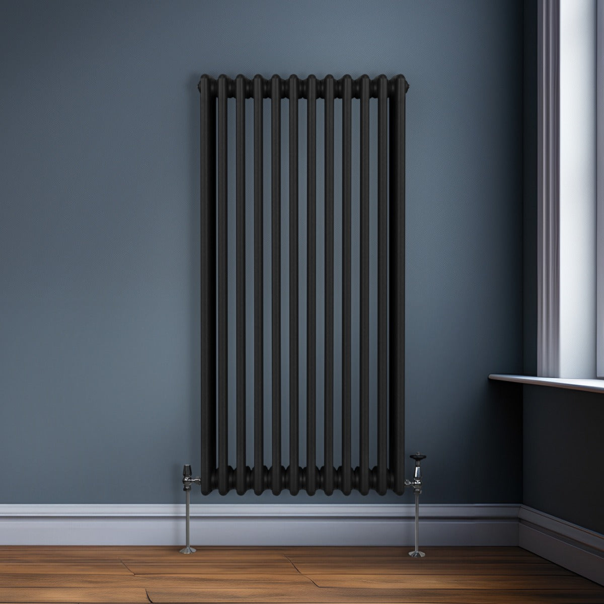 Traditional 3 Column Radiator - 1500 x 562mm - Black - Used - Acceptable