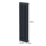 Traditional 3 Column Radiator - 1800 x 292mm - Anthracite Grey - Used - Good