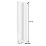 Traditional 3 Column Radiator - 1800 x 382mm - White - Used - Very Good