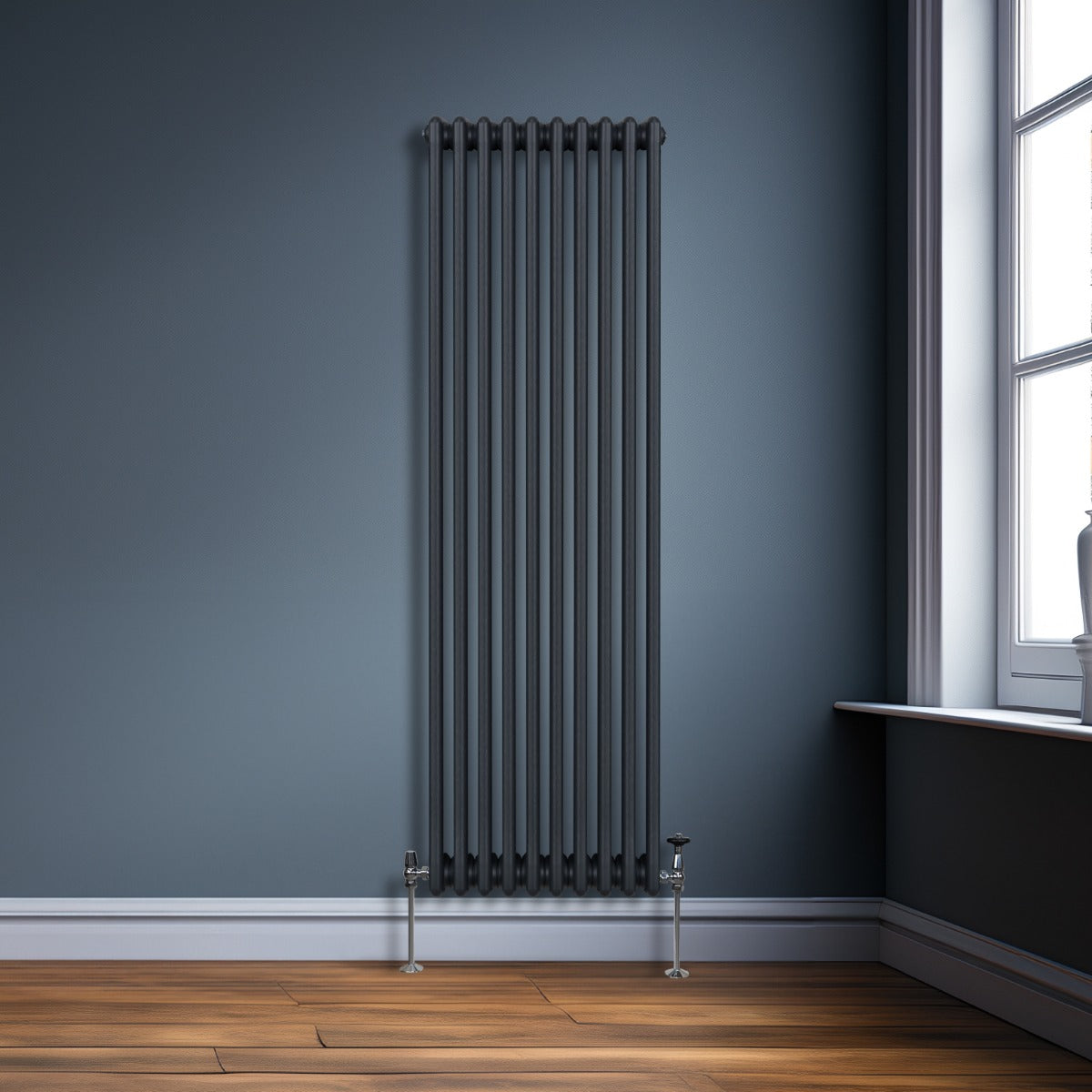 Traditional 3 Column Radiator - 1800 x 472mm - Anthracite Grey - Used - Very Good