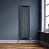 Traditional 3 Column Radiator - 1800 x 472mm - Anthracite Grey - Used - Very Good