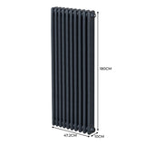 Traditional 3 Column Radiator - 1800 x 472mm - Anthracite Grey - Used - Very Good