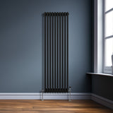 Traditional 3 Column Radiator - 1800 x 472mm - Black - Used - Very Good