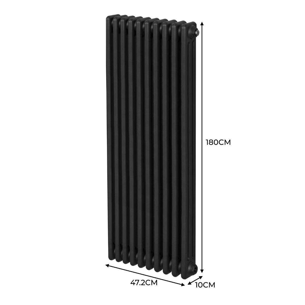 Traditional 3 Column Radiator - 1800 x 472mm - Black - Used - Good