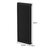 Traditional 3 Column Radiator - 1800 x 472mm - Black - Used - Good