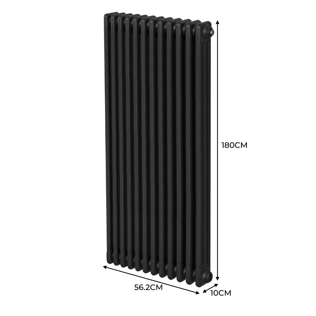 Traditional 3 Column Radiator - 1800 x 562mm - Black - Used - Good