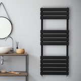 Flat Panel Towel Radiator – 1200mm x 450mm – Black - Used - Acceptable