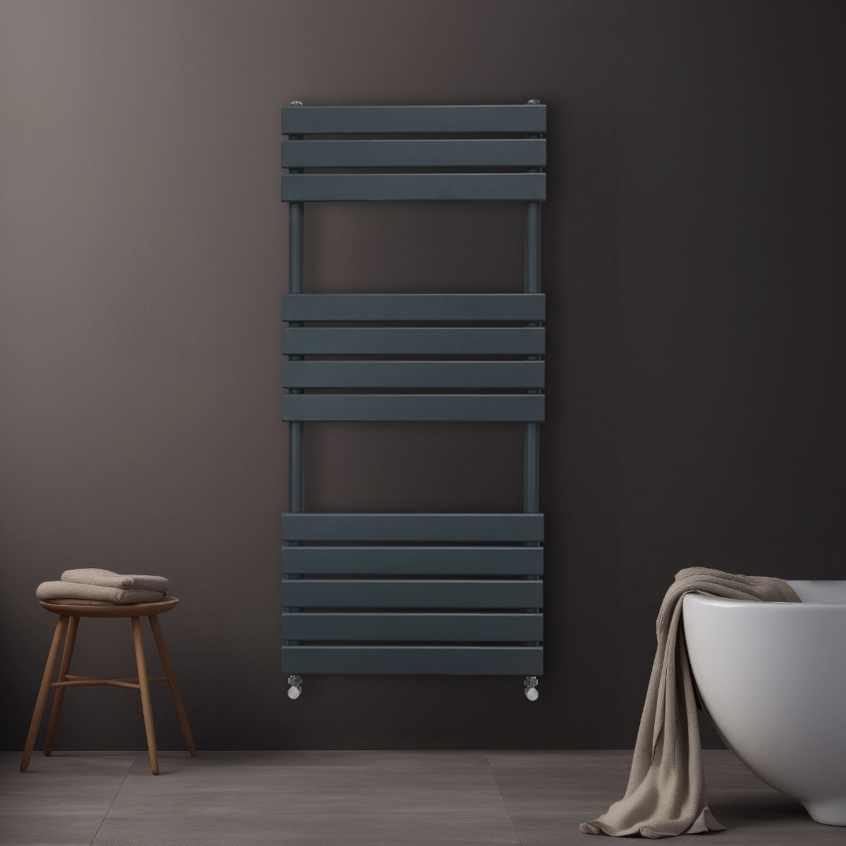 Flat Panel Towel Radiator – 1200mm x 500mm – Anthracite Grey - Used - Acceptable