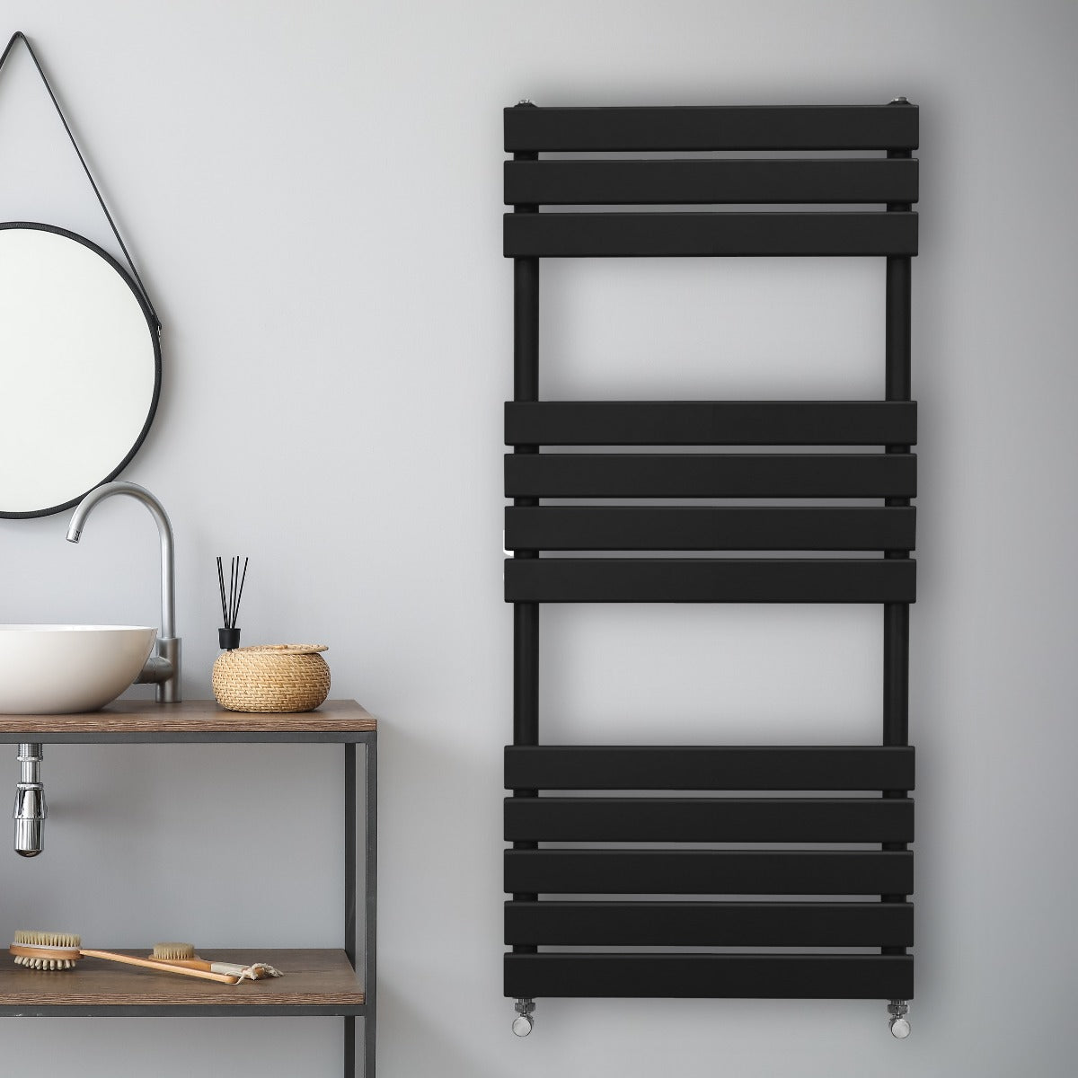 Flat Panel Towel Radiator – 1200mm x 500mm – Black - Used - Acceptable