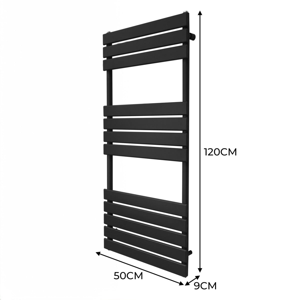 Flat Panel Towel Radiator – 1200mm x 500mm – Black - Used - Acceptable